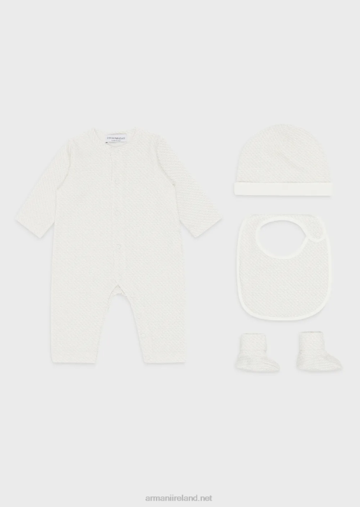 Girl 086V2650 Gift Set Consisting Of Op-Art Eagle Booties, Bib, Onesie And Beanie Armani