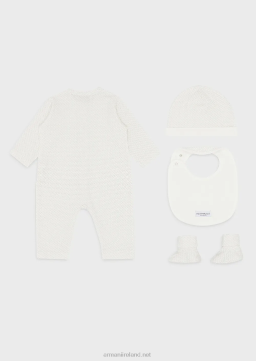 Girl 086V2650 Gift Set Consisting Of Op-Art Eagle Booties, Bib, Onesie And Beanie Armani