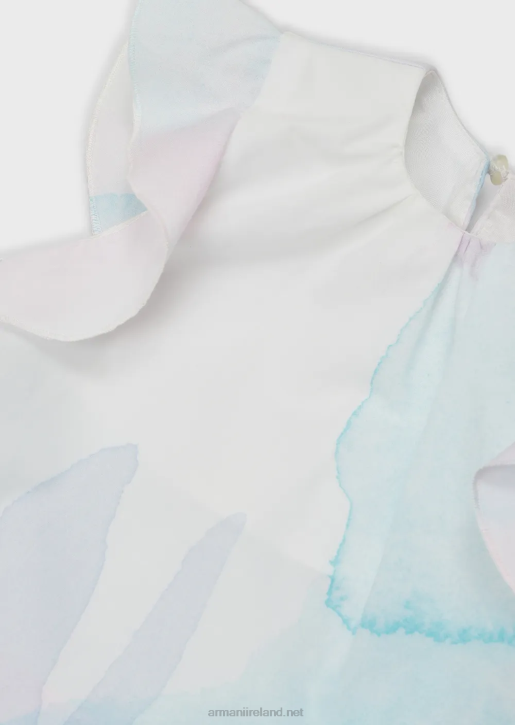 Girl 086V2652 Poplin Top And Shorts Set With Watercolour Floral Print Armani Pattern