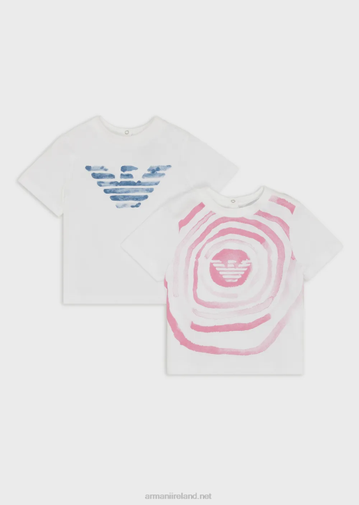 Girl 086V2653 Two-Pack Of Jersey T-Shirt With Watercolour-Effect Logo Armani White