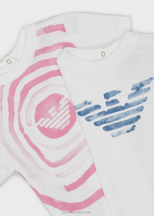 Girl 086V2653 Two-Pack Of Jersey T-Shirt With Watercolour-Effect Logo Armani White