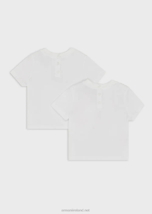 Girl 086V2653 Two-Pack Of Jersey T-Shirt With Watercolour-Effect Logo Armani White