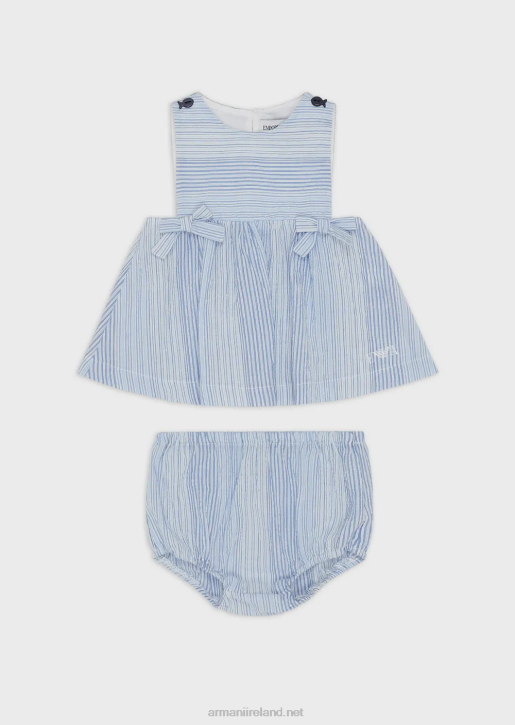Girl 086V2656 Striped Seaside Print Dress And Shorts Set Armani