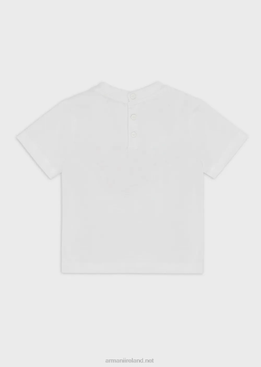 Girl 086V2660 Jersey T-Shirt With Eagle And Hearts Print Armani White
