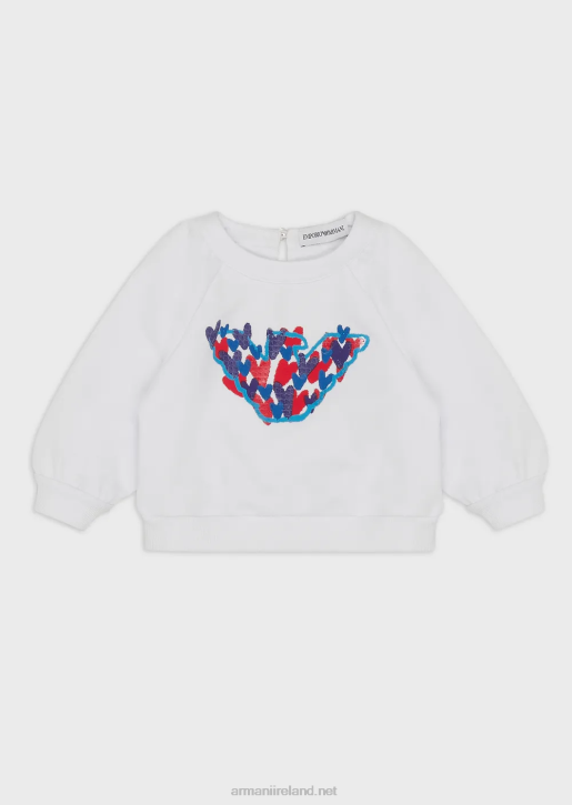 Girl 086V2662 Cotton-Blend Sweatshirt With Oversized Eagle And Sequins Armani