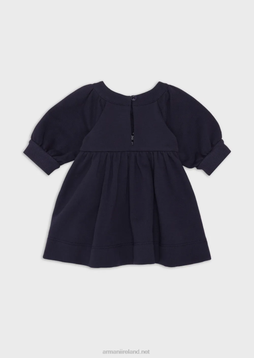 Girl 086V2663 Cotton-Blend Jersey-Fleece Dress With Oversized Sequinned Eagle Armani Pattern