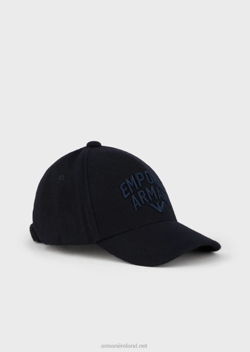 Boy 086V2484 Wool-Blend Baseball Cap With Embossed Bold Logo Embroidery Armani