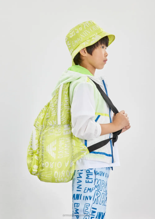 Boy 086V2503 Nylon Cloche Hat With All-Over Ea Crew Lettering Armani