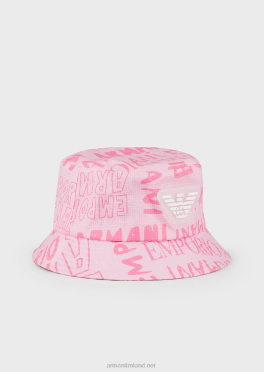 Boy 086V2504 Nylon Cloche Hat With All-Over Ea Crew Lettering Armani