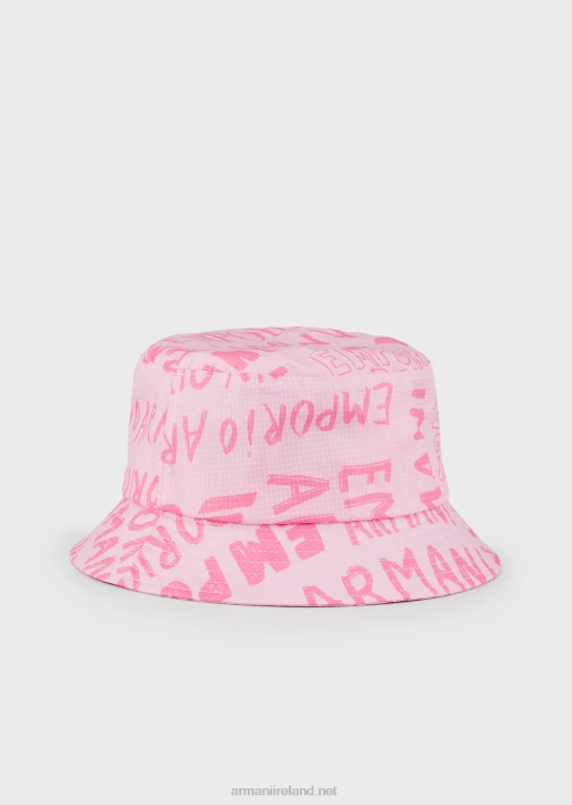 Boy 086V2504 Nylon Cloche Hat With All-Over Ea Crew Lettering Armani