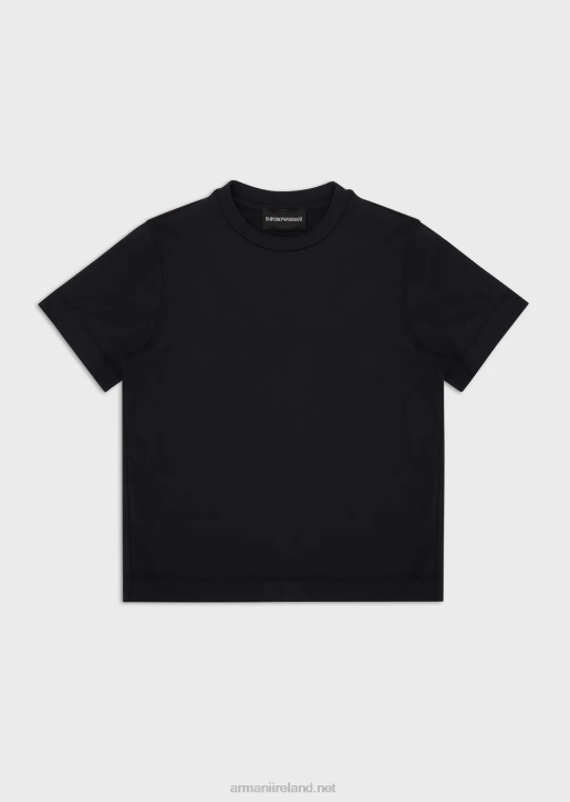 Boy 086V2372 Jersey T-Shirt With Multicoloured Eagle Patch Armani Navy Blue