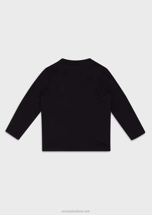 Boy 086V2374 Pima Jersey Jumper With Embossed Matte Fabric Logo Armani Navy Blue