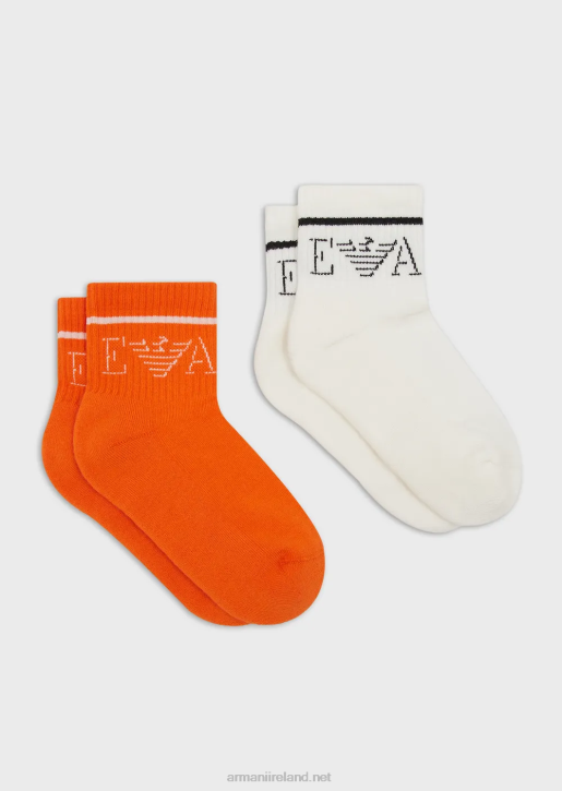 Boy 086V2375 Two-Pack Of Terrycloth Socks With Jacquard Ea Logo Armani