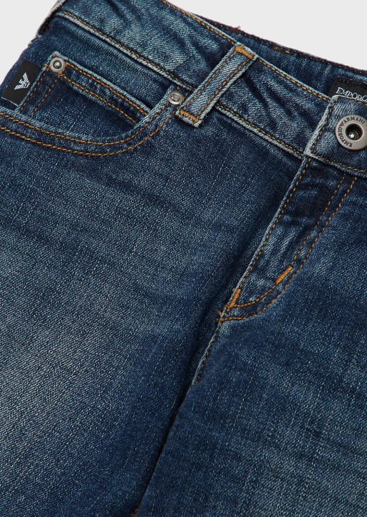 Boy 086V2377 J45 Stone-Washed Denim Jeans Armani Navy Blue