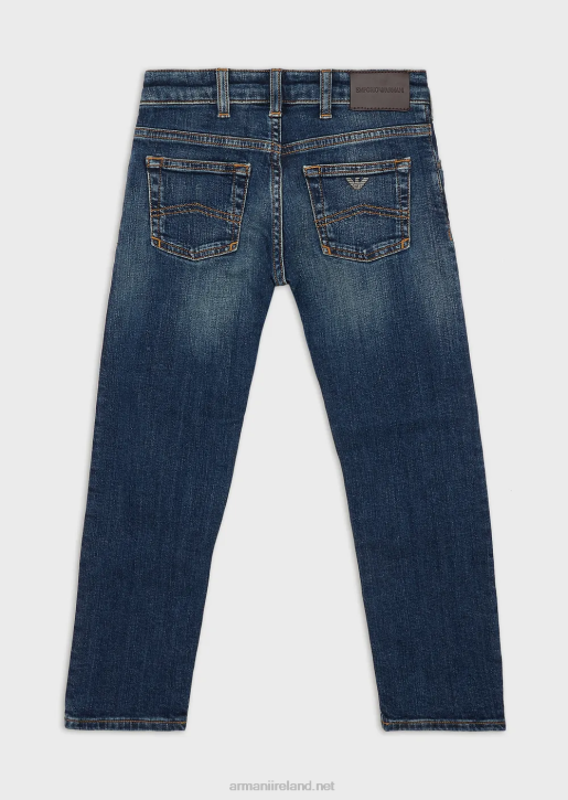 Boy 086V2377 J45 Stone-Washed Denim Jeans Armani Navy Blue