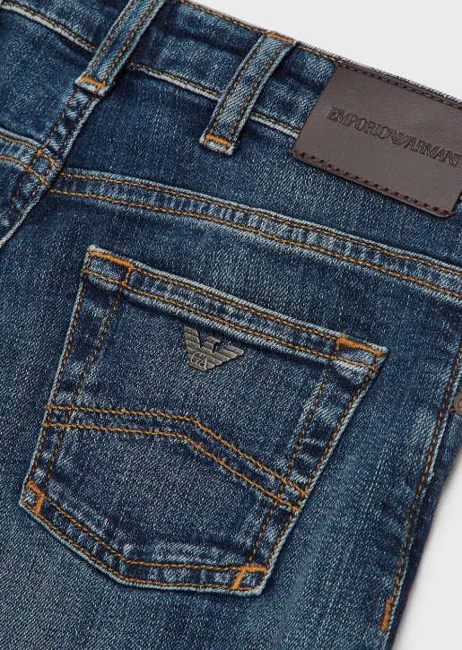 Boy 086V2377 J45 Stone-Washed Denim Jeans Armani Navy Blue