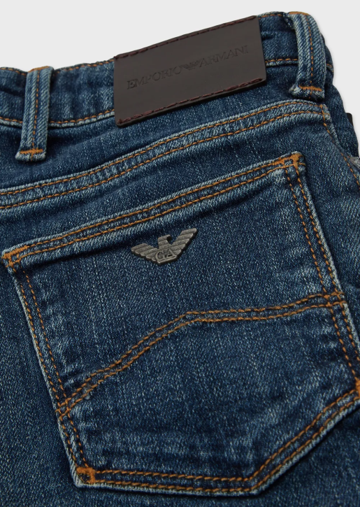 Boy 086V2378 J06 Worn-Look Denim Jeans Armani Navy Blue