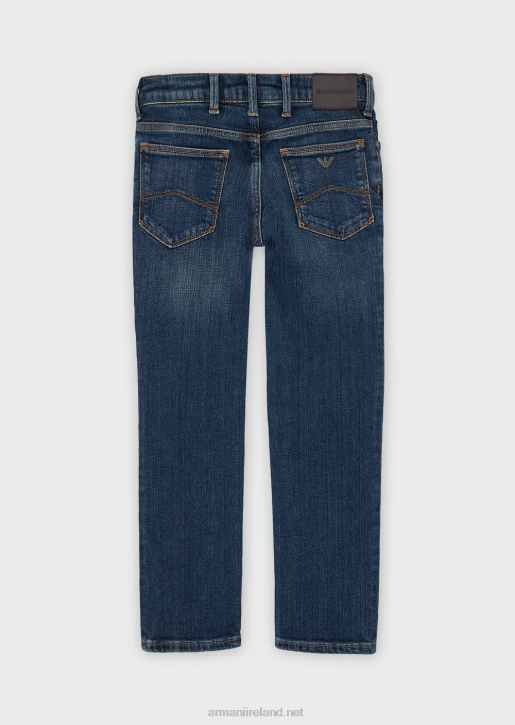 Boy 086V2378 J06 Worn-Look Denim Jeans Armani Navy Blue