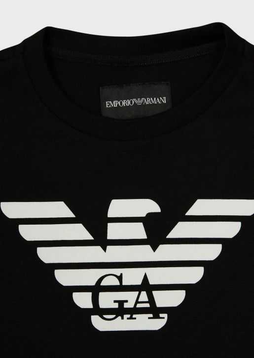 Boy 086V2390 Pima Jersey T-Shirt With Eagle Logo Armani