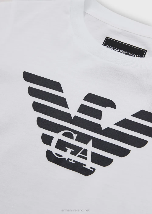 Boy 086V2391 Pima Jersey T-Shirt With Eagle Logo Armani