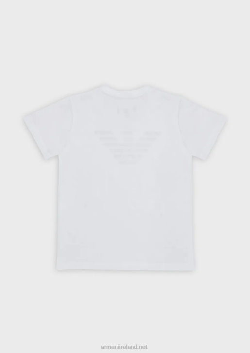 Boy 086V2391 Pima Jersey T-Shirt With Eagle Logo Armani