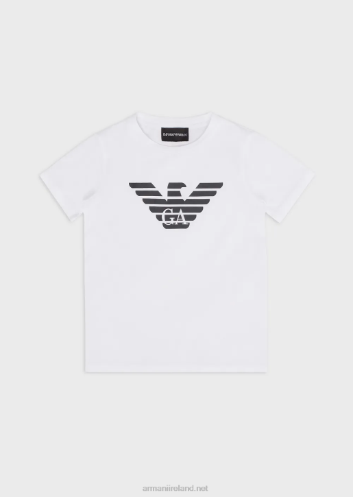 Boy 086V2392 Pima-Jersey T-Shirt With Logo Armani White Logo
