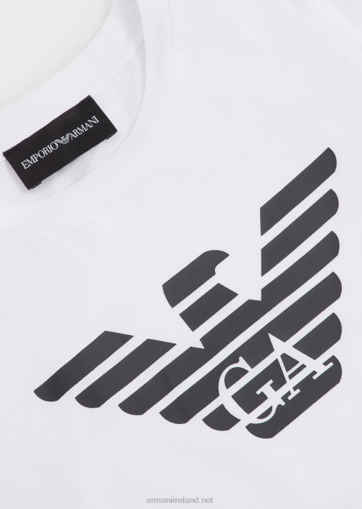 Boy 086V2392 Pima-Jersey T-Shirt With Logo Armani White Logo