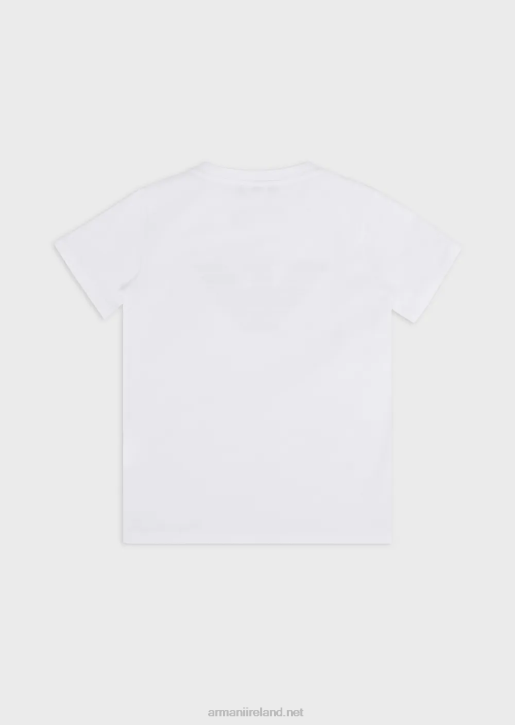 Boy 086V2392 Pima-Jersey T-Shirt With Logo Armani White Logo