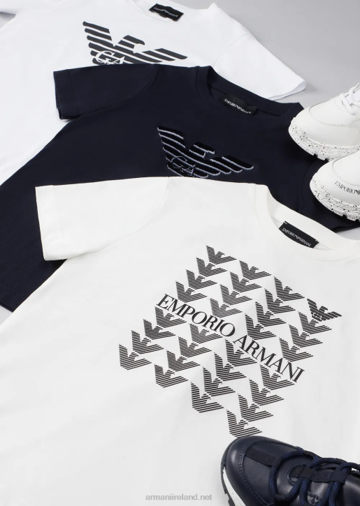 Boy 086V2392 Pima-Jersey T-Shirt With Logo Armani White Logo