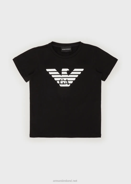 Boy 086V2393 Pima-Jersey T-Shirt With Logo Armani Black Logo
