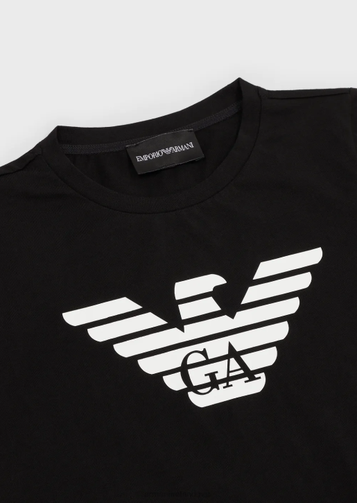 Boy 086V2393 Pima-Jersey T-Shirt With Logo Armani Black Logo