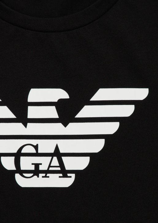 Boy 086V2393 Pima-Jersey T-Shirt With Logo Armani Black Logo