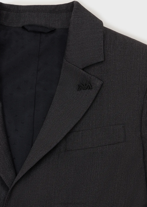 Boy 086V2396 Single-Breasted Suit In Light Virgin Wool Armani Dark Gray