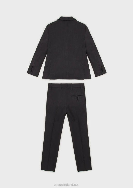 Boy 086V2396 Single-Breasted Suit In Light Virgin Wool Armani Dark Gray