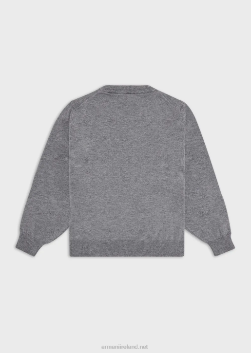 Boy 086V2413 Wool-Blend Jumper With Micro-Eagle Embroidery Armani Melange Gray