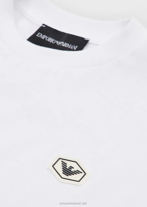 Boy 086V2414 Supima T-Shirt With Essential Logo Patch Armani White
