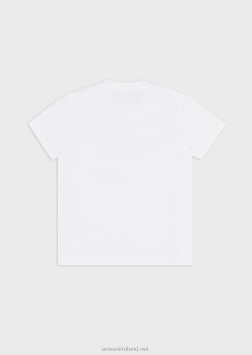 Boy 086V2414 Supima T-Shirt With Essential Logo Patch Armani White