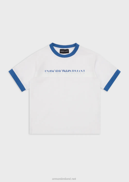 Boy 086V2419 Heavyweight Jersey T-Shirt With Ea Crew Logo Lettering Armani White