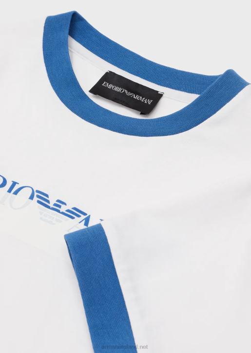 Boy 086V2419 Heavyweight Jersey T-Shirt With Ea Crew Logo Lettering Armani White