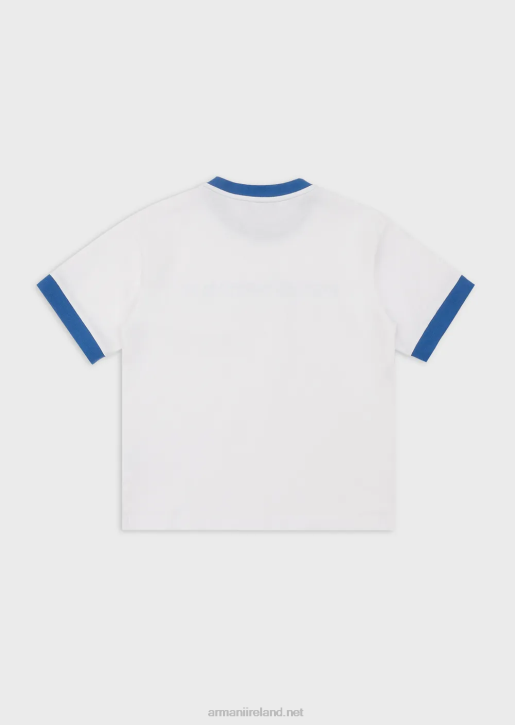 Boy 086V2419 Heavyweight Jersey T-Shirt With Ea Crew Logo Lettering Armani White