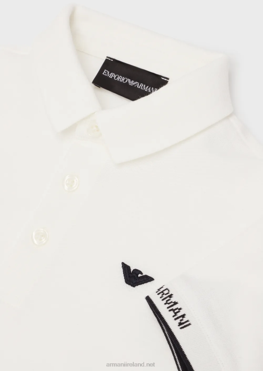 Boy 086V2423 Jersey Polo Shirt With Eagle Embroidery Armani White