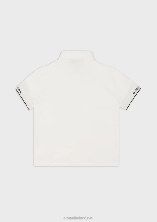 Boy 086V2423 Jersey Polo Shirt With Eagle Embroidery Armani White