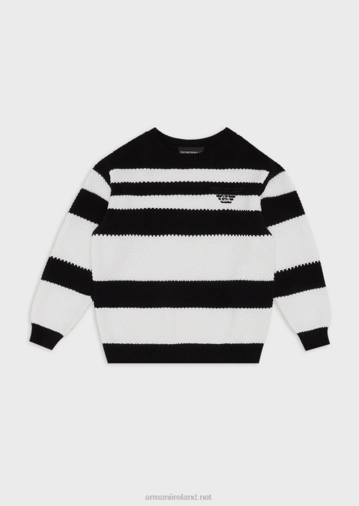 Boy 086V2424 Jumper With Jacquard Stripes And Eagle Embroidery Armani Navy Blue