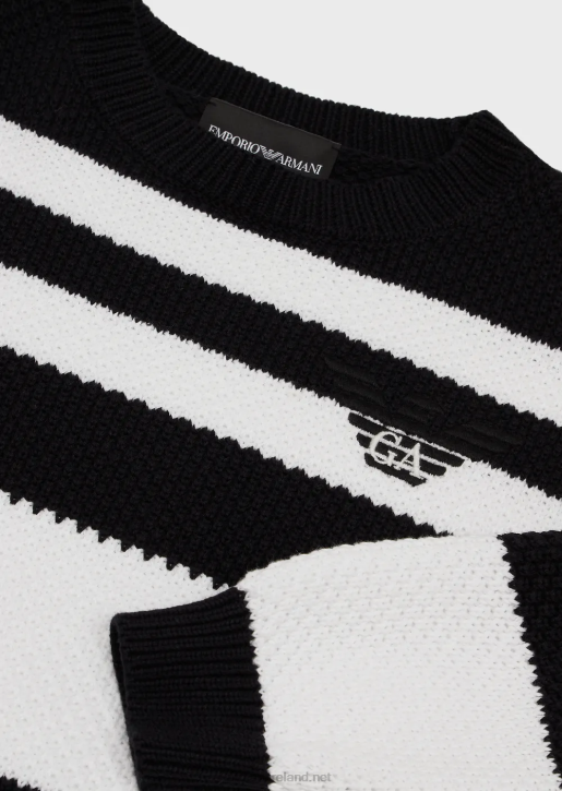Boy 086V2424 Jumper With Jacquard Stripes And Eagle Embroidery Armani Navy Blue