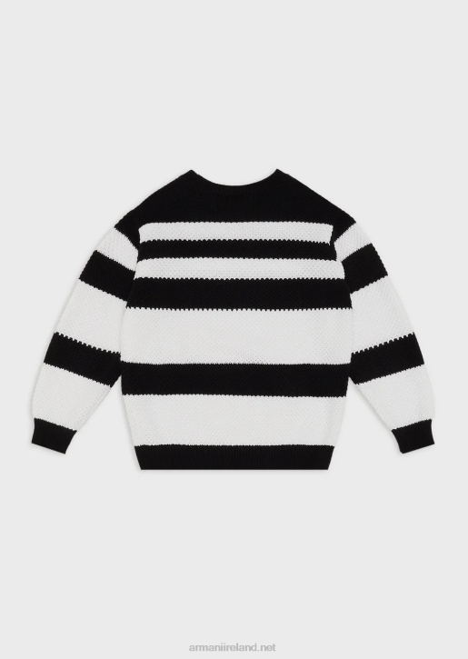 Boy 086V2424 Jumper With Jacquard Stripes And Eagle Embroidery Armani Navy Blue