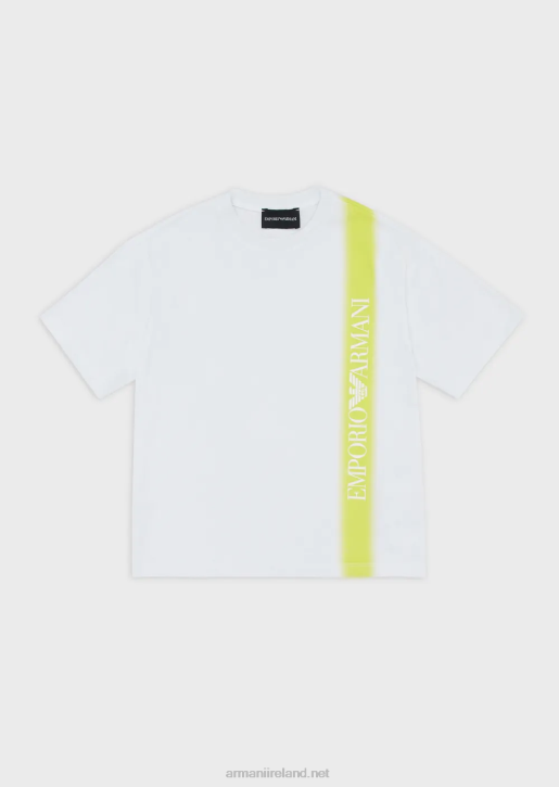 Boy 086V2429 Heavyweight-Jersey T-Shirt With Gradient Stripe And Ea Crew Logo Armani