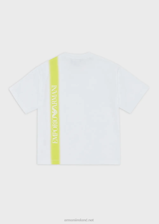 Boy 086V2429 Heavyweight-Jersey T-Shirt With Gradient Stripe And Ea Crew Logo Armani