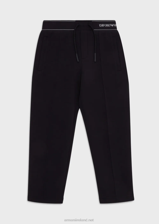 Boy 086V2432 Double-Jersey Joggers With Logo Waistband Armani Navy Blue