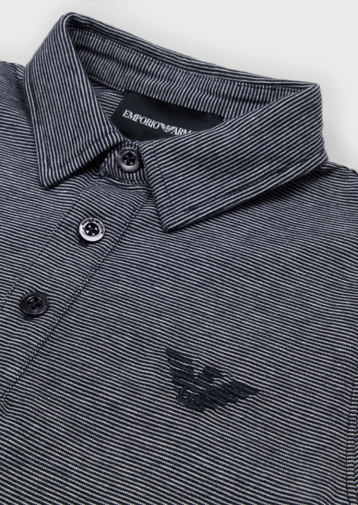 Boy 086V2433 Micro-Striped Jersey Polo Shirt Armani Navy Blue