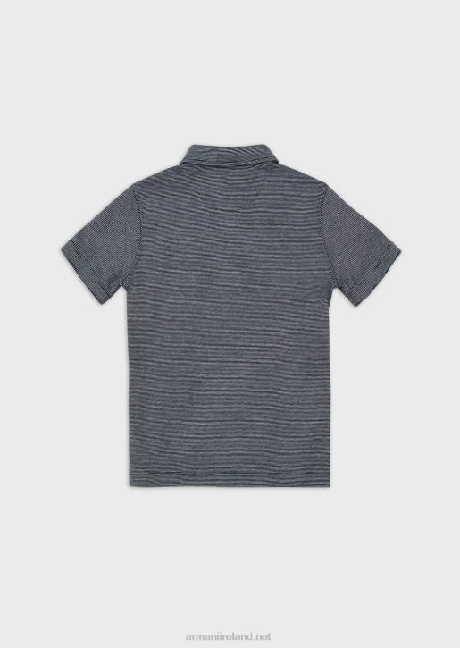 Boy 086V2433 Micro-Striped Jersey Polo Shirt Armani Navy Blue